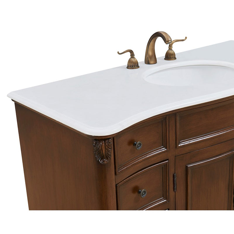 Elegant Windsor 48" Single Vanity, Teak Color/Ivory Marble