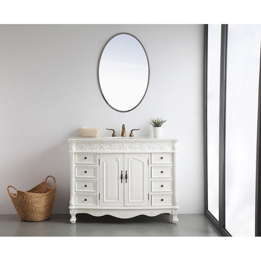 Elegant Bordeaux 48" Single Vanity, Antique White/Ivory Marble