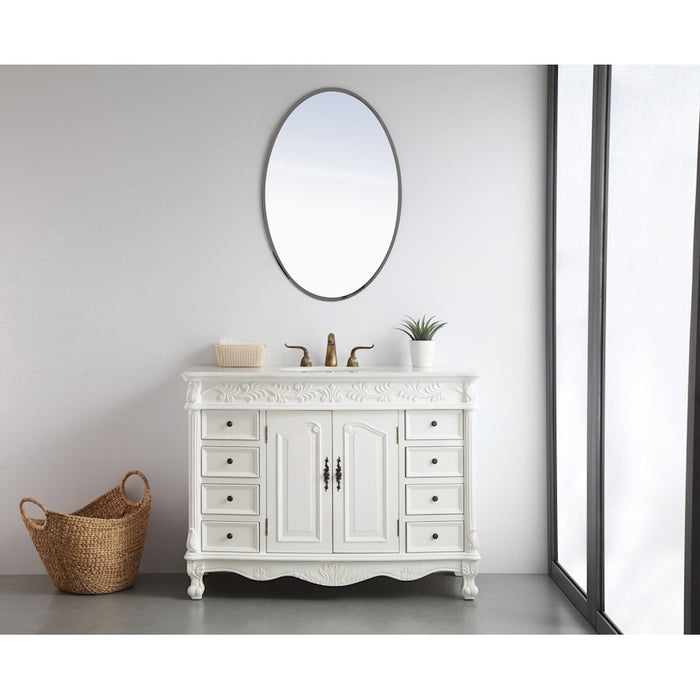 Elegant Bordeaux 48" Single Vanity, Antique White/Ivory Marble