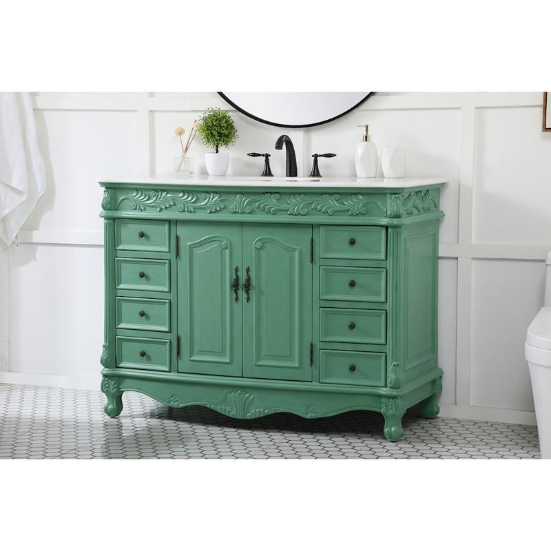 Elegant Bordeaux 48" Single Bathroom Vanity, Vintage Mint