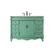 Elegant Bordeaux 48" Single Vanity, Vintage Mint/Ivory Marble - VF-1039VM-VW