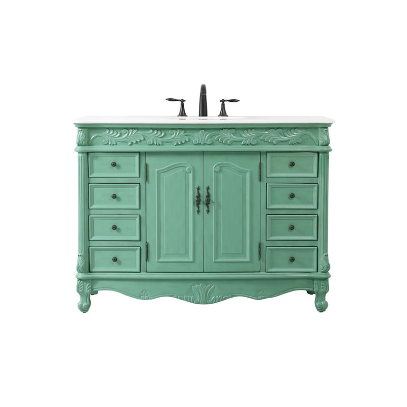 Elegant Bordeaux 48" Single Vanity, Vintage Mint/Ivory Marble - VF-1039VM-VW