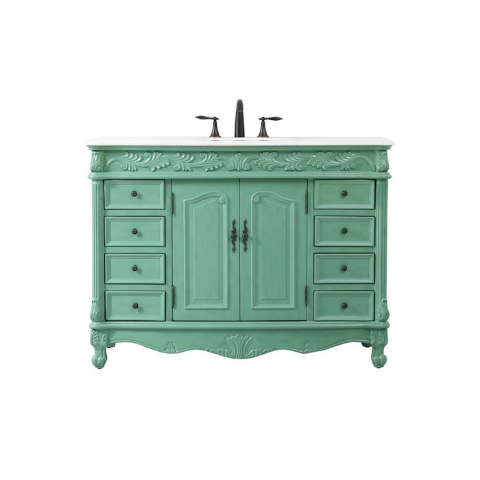 Elegant Bordeaux 48" Single Vanity, Vintage Mint/Ivory Marble - VF-1039VM-VW