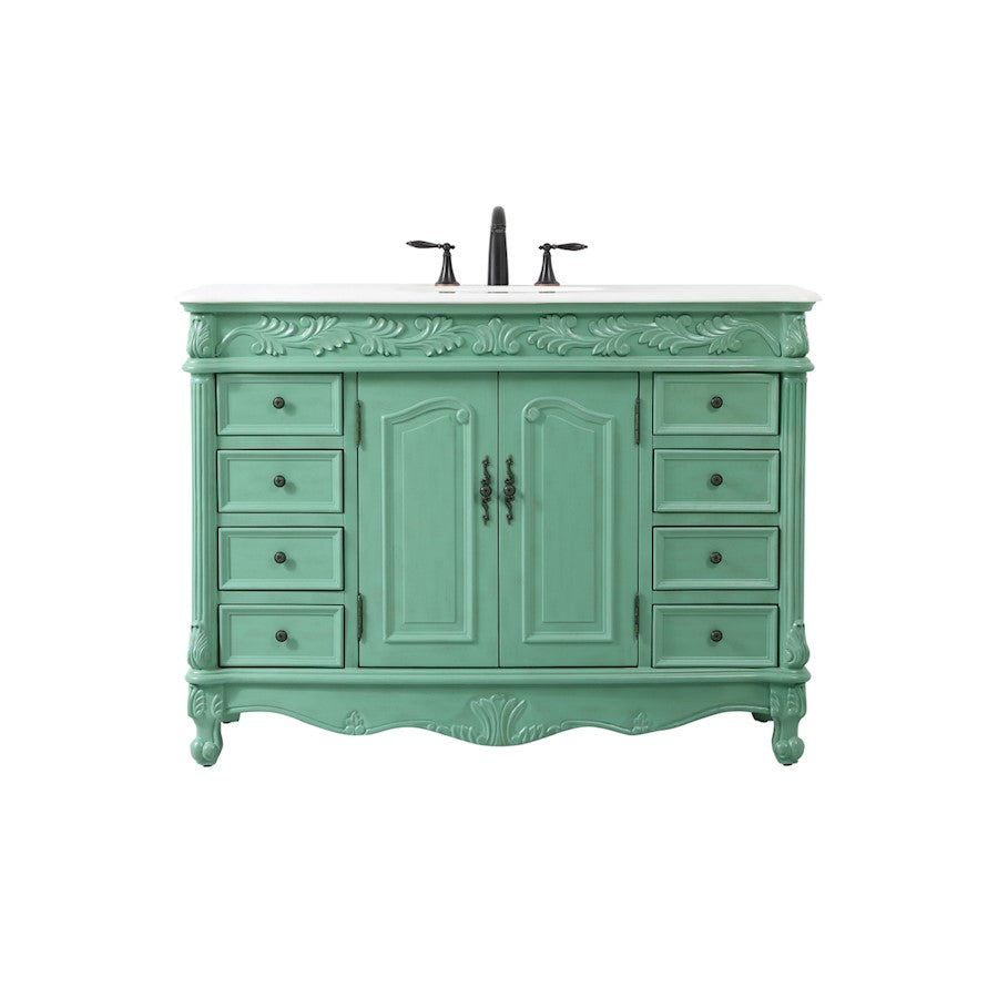 Elegant Bordeaux 48" Single Vanity, Vintage Mint/Ivory Marble - VF-1039VM-VW