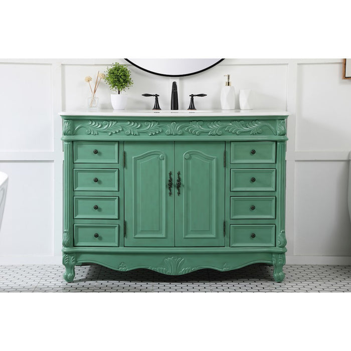 Elegant Bordeaux 48" Single Vanity, Vintage Mint/Ivory Marble