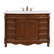 Elegant Bordeaux 48" Single Vanity, Teak Color/Ivory Marble - VF-1040-VW