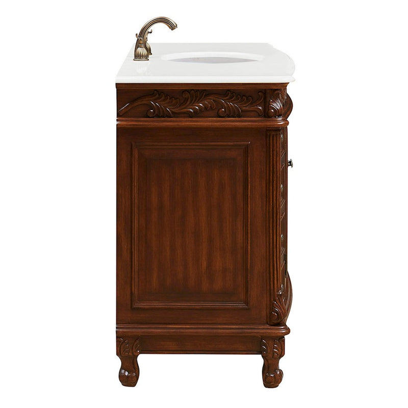 Elegant Bordeaux 48" Single Vanity, Teak Color/Ivory Marble