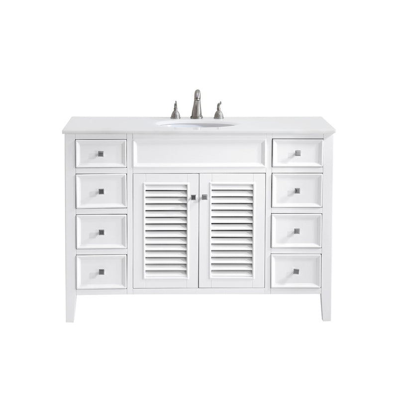 Elegant Cape Cod 48" Single Vanity, White/Ivory Marble - VF-1041-VW