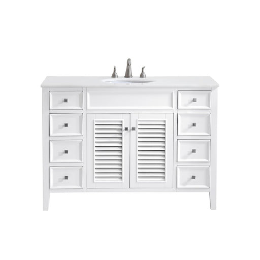 Elegant Cape Cod 48" Single Vanity, White/Ivory Marble - VF-1041-VW