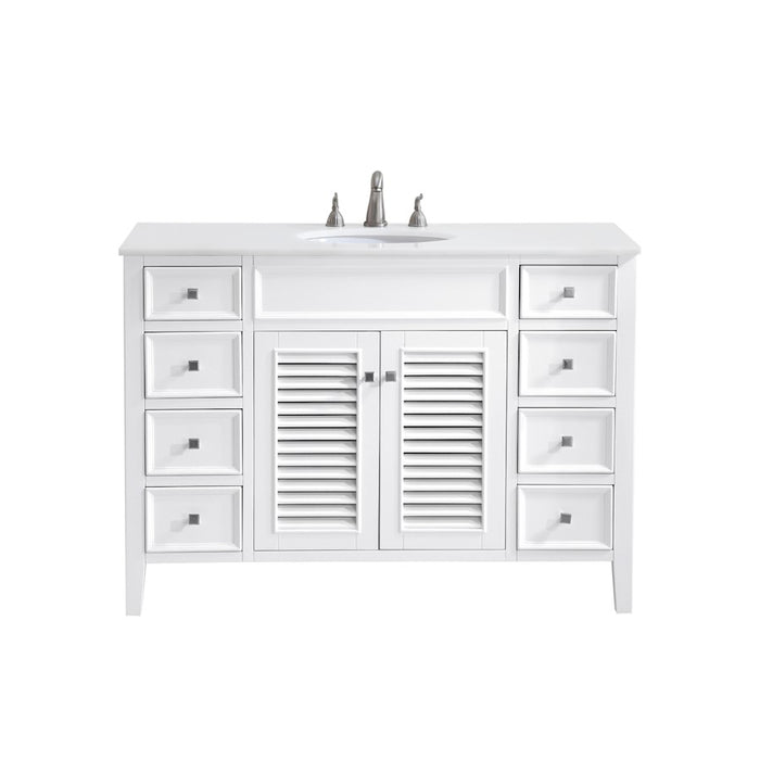 Elegant Cape Cod 48" Single Vanity, White/Ivory Marble - VF-1041-VW