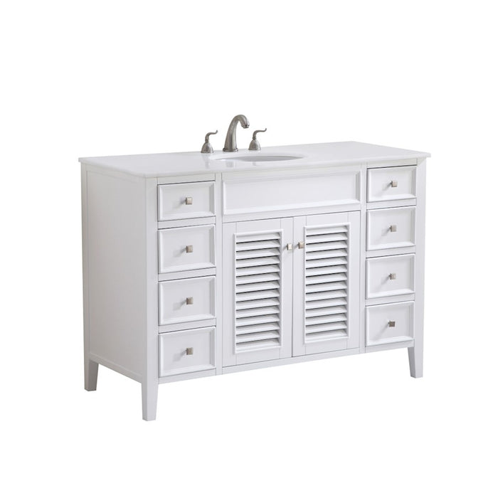 Elegant Cape Cod 48" Single Vanity, White/Ivory Marble