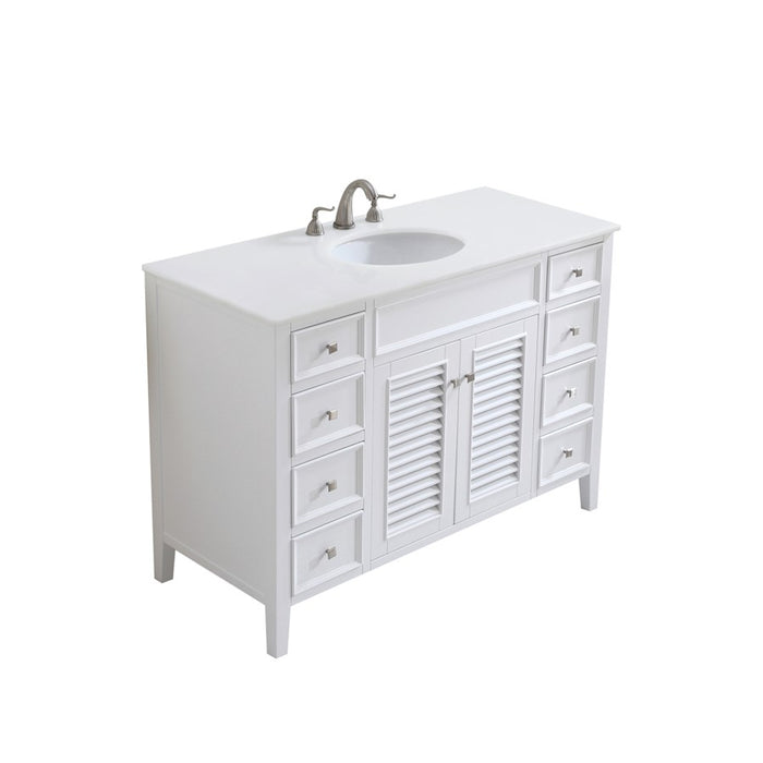 Elegant Cape Cod 48" Single Vanity, White/Ivory Marble