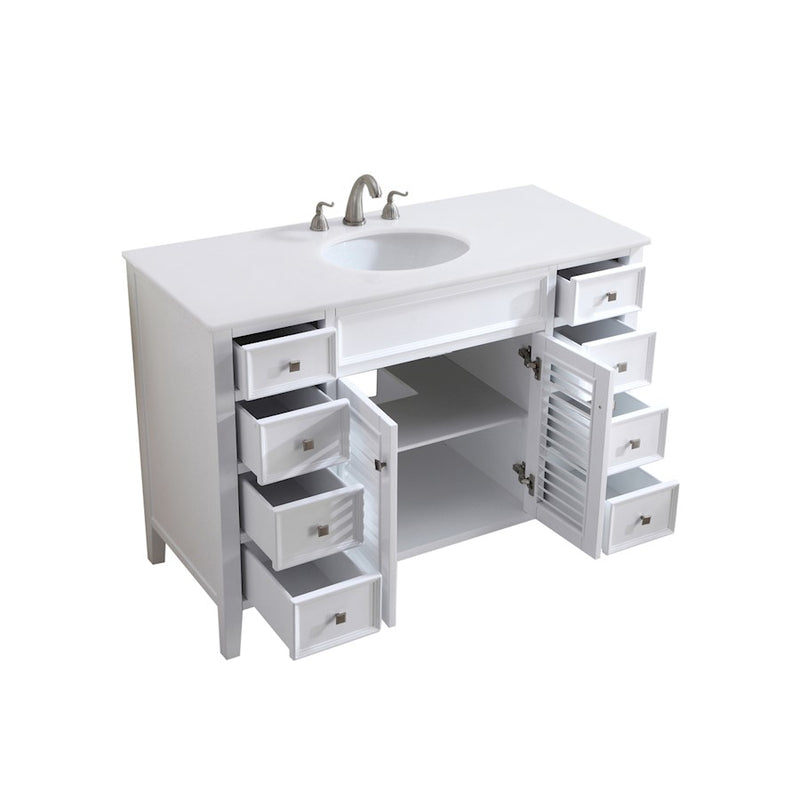 Elegant Cape Cod 48" Single Vanity, White/Ivory Marble