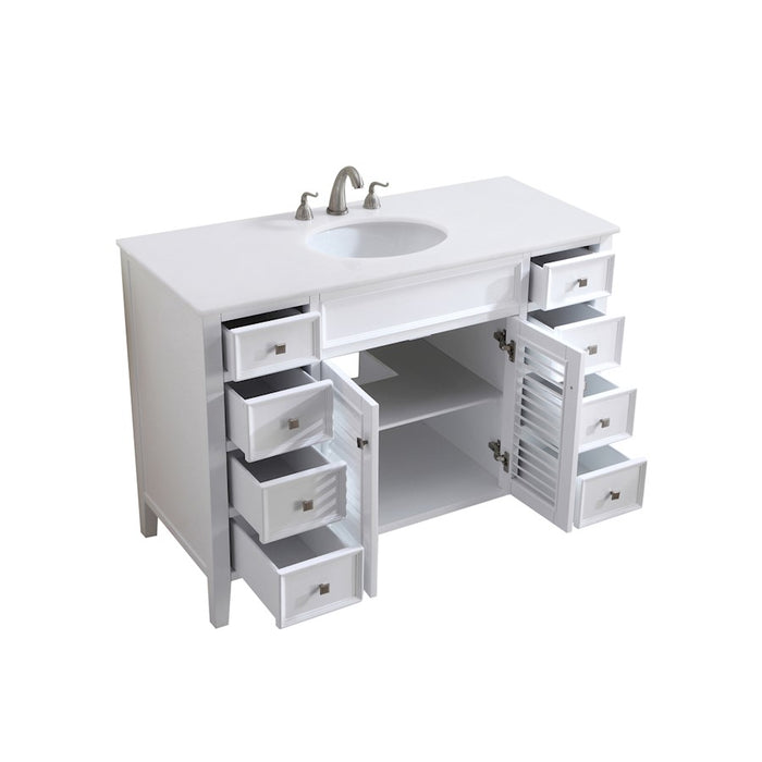 Elegant Cape Cod 48" Single Vanity, White/Ivory Marble
