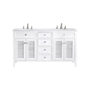 Elegant Cape Cod 60" Double Vanity, White/Ivory Marble - VF-1042-VW