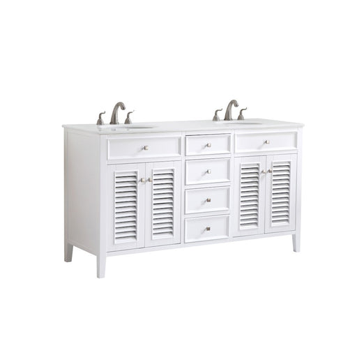 Elegant Cape Cod 60" Double Vanity, White/Ivory Marble