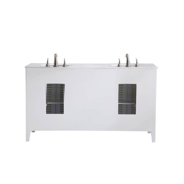 Elegant Cape Cod 60" Double Vanity, White/Ivory Marble