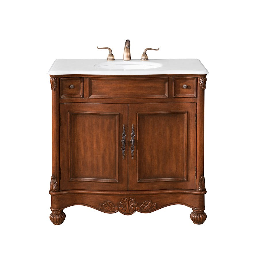 Elegant Windsor 36" Single Vanity, Brown/Ivory Marble - VF-1047-VW
