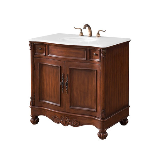 Elegant Windsor 36" Single Vanity, Brown/Ivory Marble