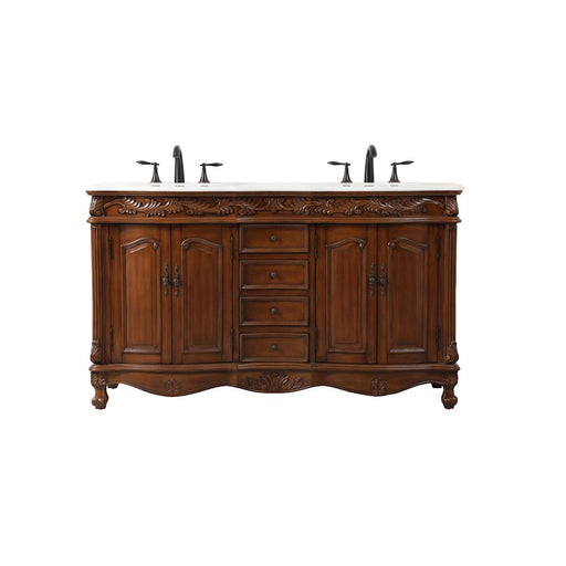 Elegant Kitchen/Bath Windsor 60" Double Bathroom Vanity, Teak - VF-1049TK