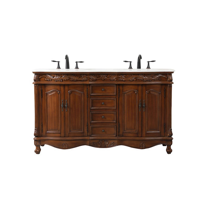 Elegant Kitchen/Bath Windsor 60" Double Bathroom Vanity, Teak - VF-1049TK