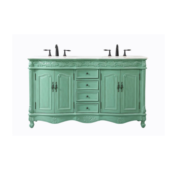 Elegant Windsor 60" Double Bathroom Vanity, Vintage Mint - VF-1049VM