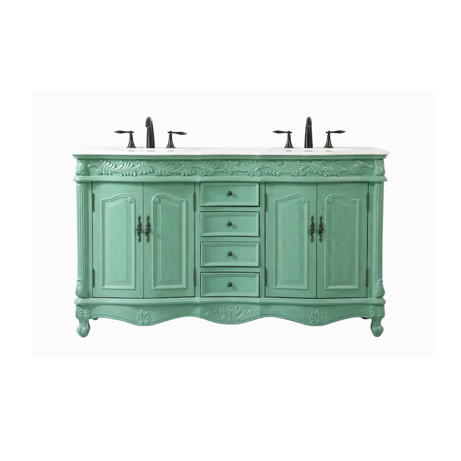 Elegant Windsor 60" Double Bathroom Vanity, Vintage Mint - VF-1049VM