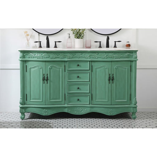 Elegant Windsor 60" Double Bathroom Vanity, Vintage Mint
