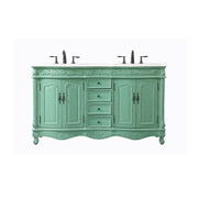 Elegant Windsor 60" Double Vanity, Vintage Mint/Ivory Marble - VF-1049VM-VW