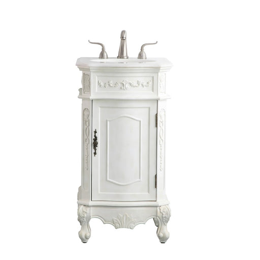 Elegant Danville 19" Single Vanity, Antique White/Ivory Marble - VF10119AW-VW