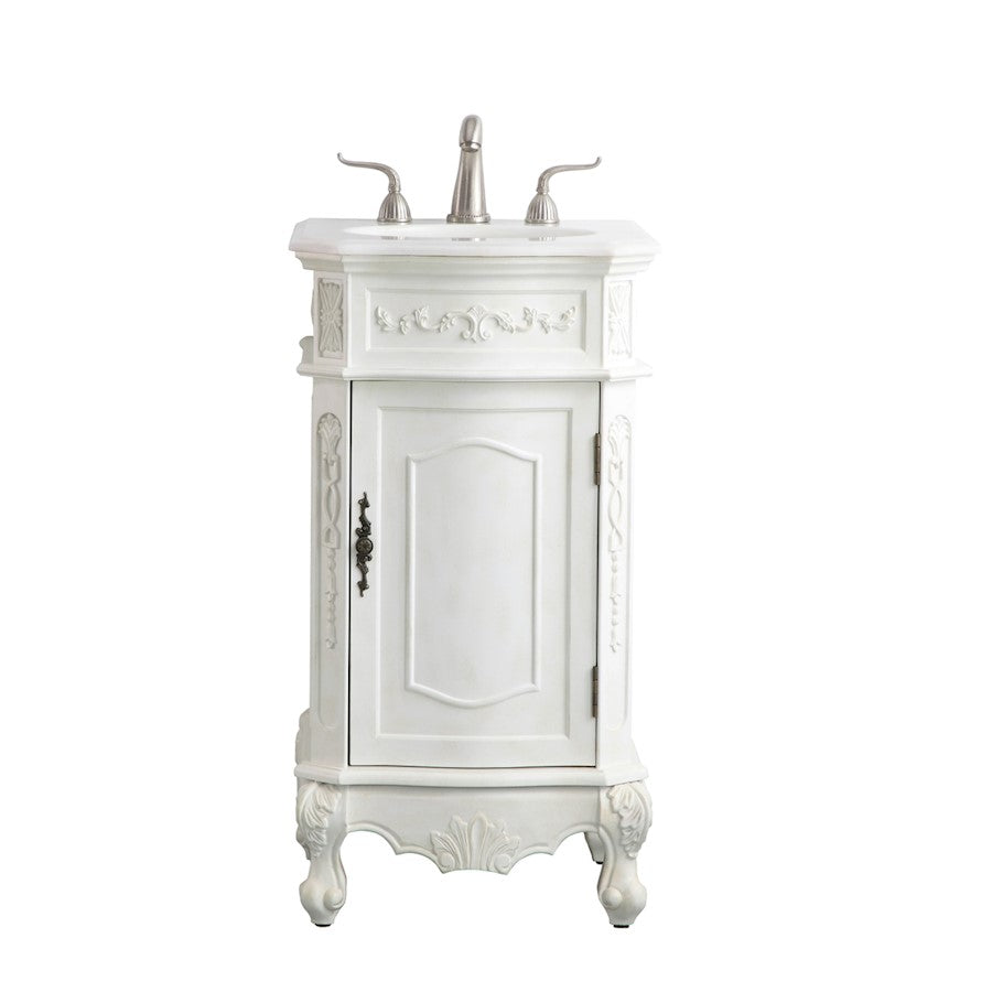 Elegant Danville 19" Single Vanity, Antique White/Ivory Marble - VF10119AW-VW