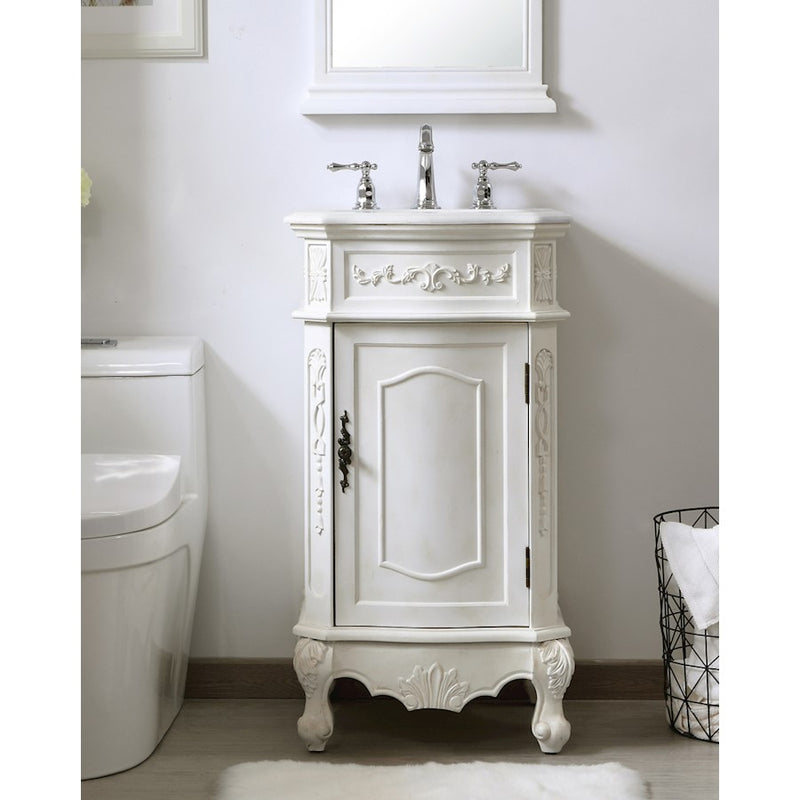 Elegant Danville 19" Single Vanity, Antique White/Ivory Marble