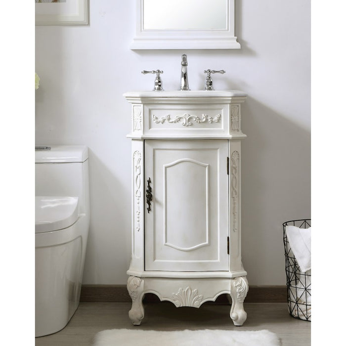 Elegant Danville 19" Single Vanity, Antique White/Ivory Marble