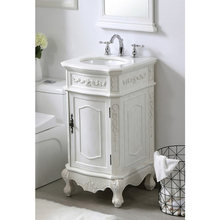 Elegant Danville 19" Single Vanity, Antique White/Ivory Marble