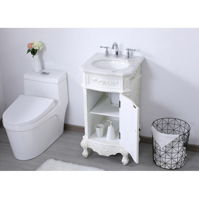 Elegant Danville 19" Single Vanity, Antique White/Ivory Marble