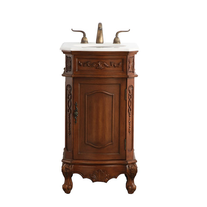 Elegant Danville 19" Single Vanity, Teak/Ivory Marble - VF10119TK-VW