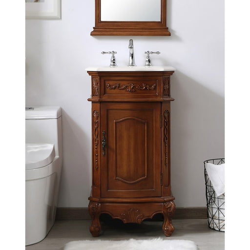 Elegant Danville 19" Single Vanity, Teak/Ivory Marble