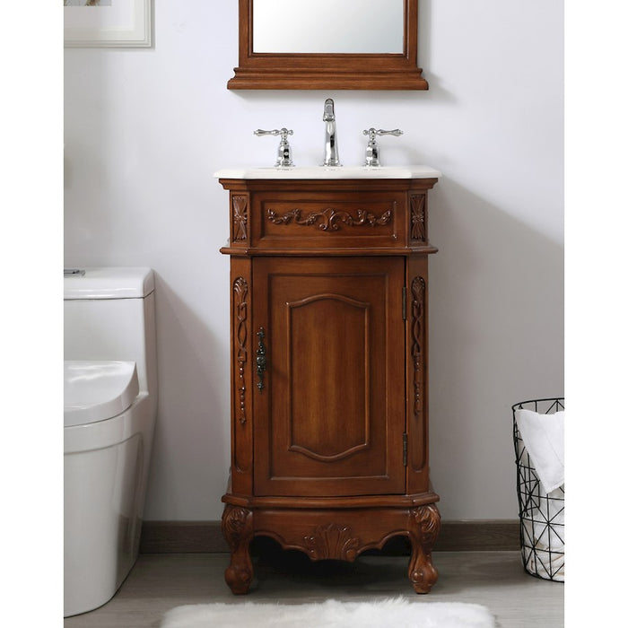 Elegant Danville 19" Single Vanity, Teak/Ivory Marble