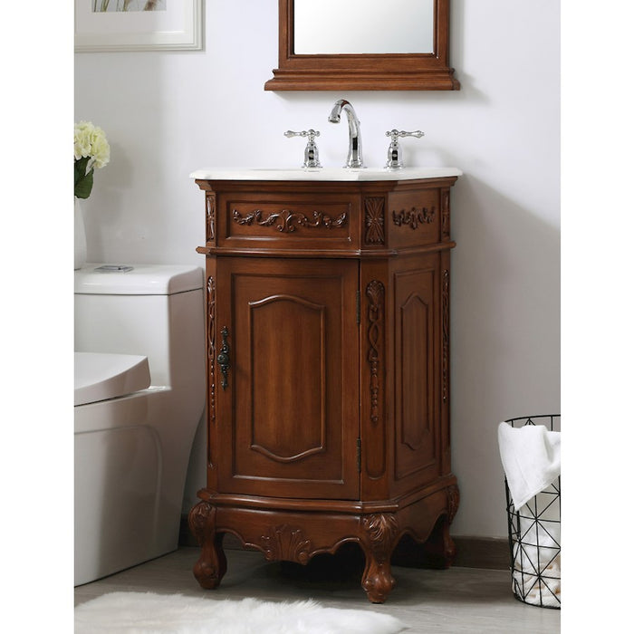 Elegant Danville 19" Single Vanity, Teak/Ivory Marble