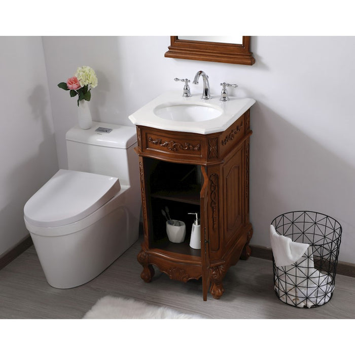 Elegant Danville 19" Single Vanity, Teak/Ivory Marble