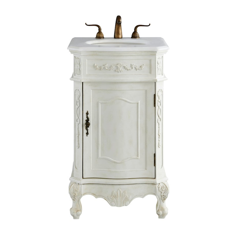 Elegant Danville 21" Single Vanity, Antique White/Ivory Marble - VF10121AW-VW