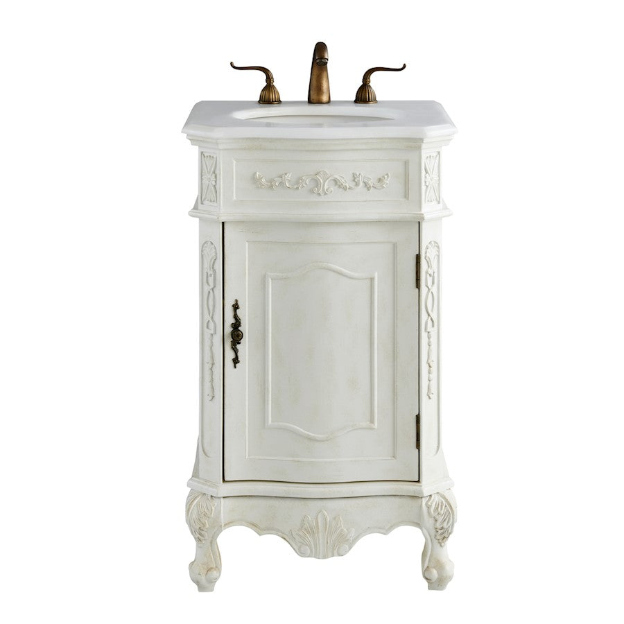 Elegant Danville 21" Single Vanity, Antique White/Ivory Marble - VF10121AW-VW