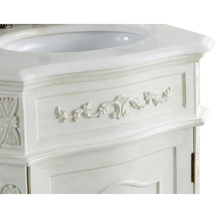 Elegant Danville 21" Single Vanity, Antique White/Ivory Marble