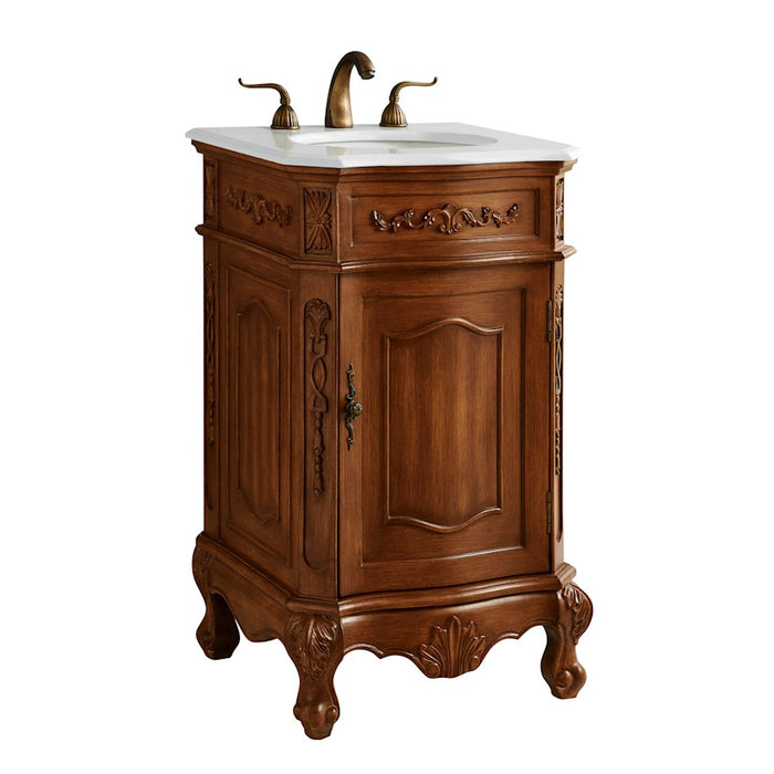Elegant Danville 21" Single Vanity, Teak Color/Ivory Marble