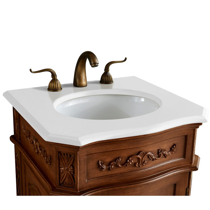 Elegant Danville 21" Single Vanity, Teak Color/Ivory Marble