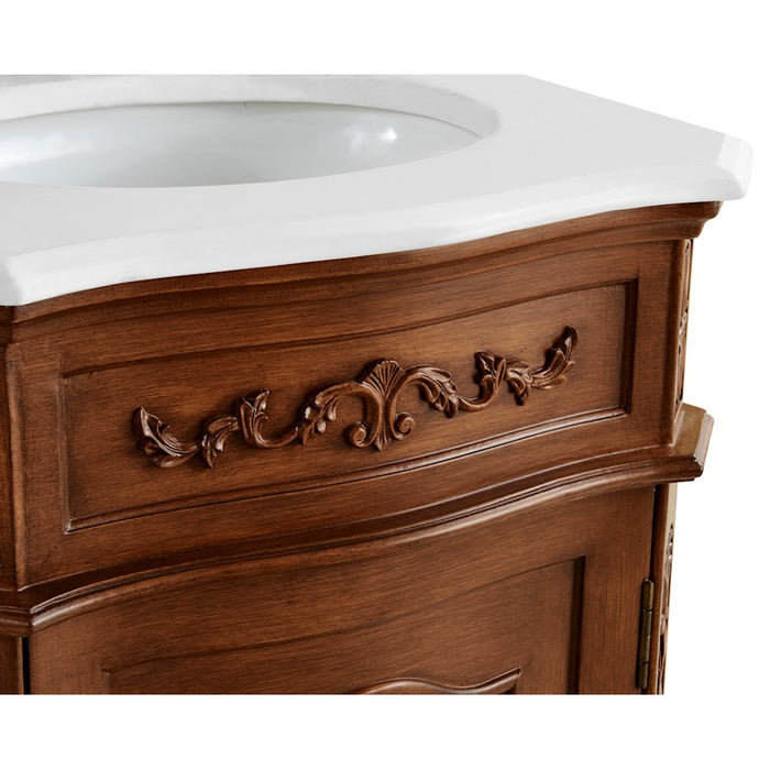 Elegant Danville 21" Single Vanity, Teak Color/Ivory Marble