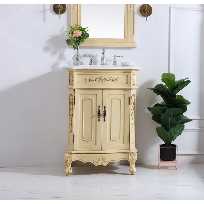 Elegant Danville 24" Single Vanity, Light Beige/Ivory Marble