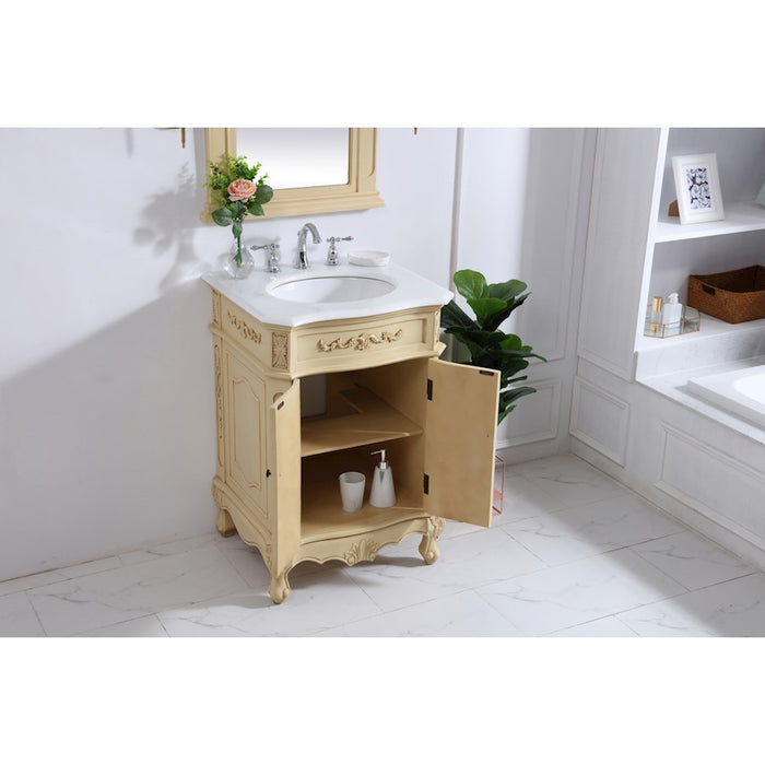 Elegant Danville 24" Single Vanity, Light Beige/Ivory Marble