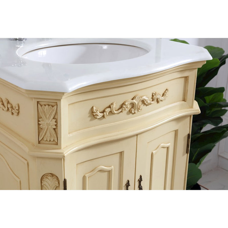 Elegant Danville 24" Single Vanity, Light Beige/Ivory Marble