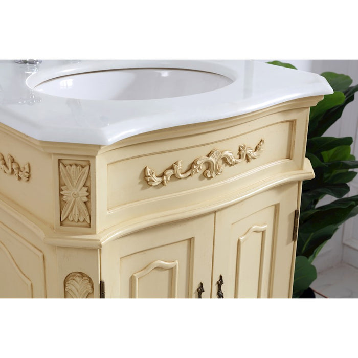 Elegant Danville 24" Single Vanity, Light Beige/Ivory Marble